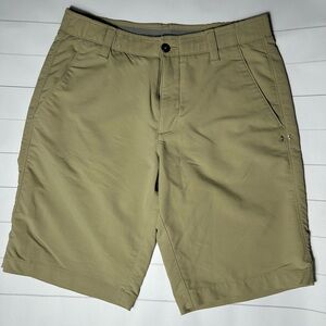 Under Armour Shorts Mens Size 32 Tan Khaki Performance Golf Flat Front Shorts